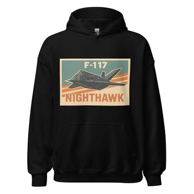 F-117 Nighthawk Retro Poster Stealth Fighter Jet Vintage Art Print Unisex Hoodie