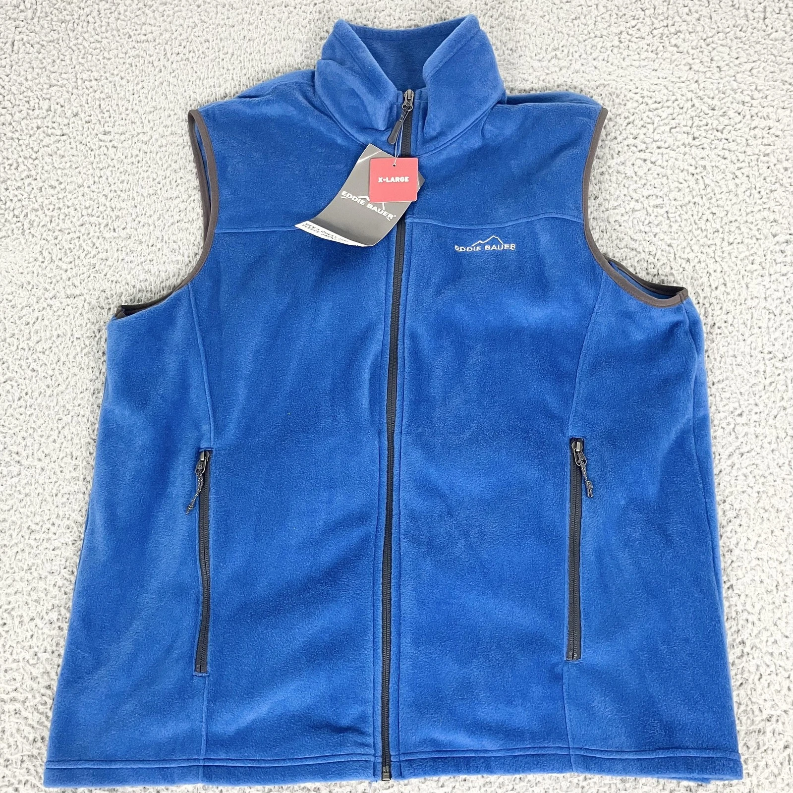 Eddie Bauer Vest Mens XL Blue Quest 200 Fleece Full Zip Outdoor Hiking New