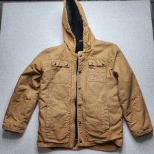 Carhartt Canvas Coat Youth Large 14-16 Hooded Winter Chore Jacket Tan Brown