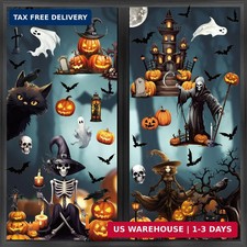 8 Sheets Halloween Window Clings, Scary Halloween Window Stickers Removab