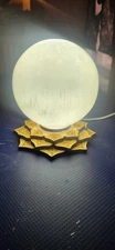 Jumbo selenite sphere with led stand, 97mm, 3.8 inches, 2.8 pounds