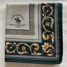 Vintage Handkerchief Plain light Green Cotton Border Baroque Pocket Square 17" K