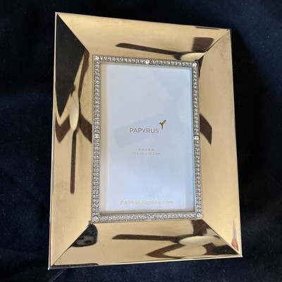 Papyrus Elegant Silver Photo Frame For 4x6 Reflective Jewels Crystals Easel Back