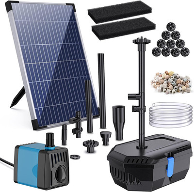 Biling 12W Solar Teichfilter Mit 4 Düsen - Solarteichpumpe Mit Bio-Filter Für Te