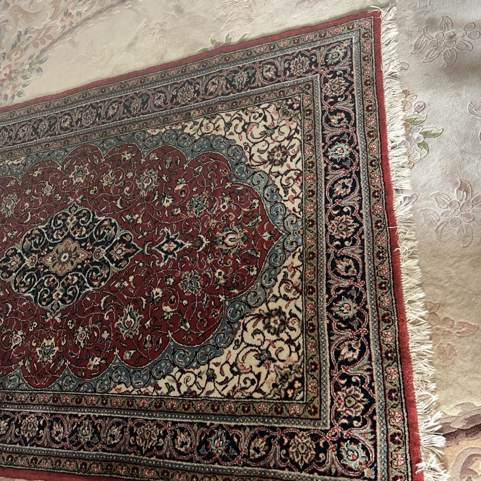 Orient Teppich Keshan ?Hangeknüpft? Blau / Rot - Bild 2 von 4