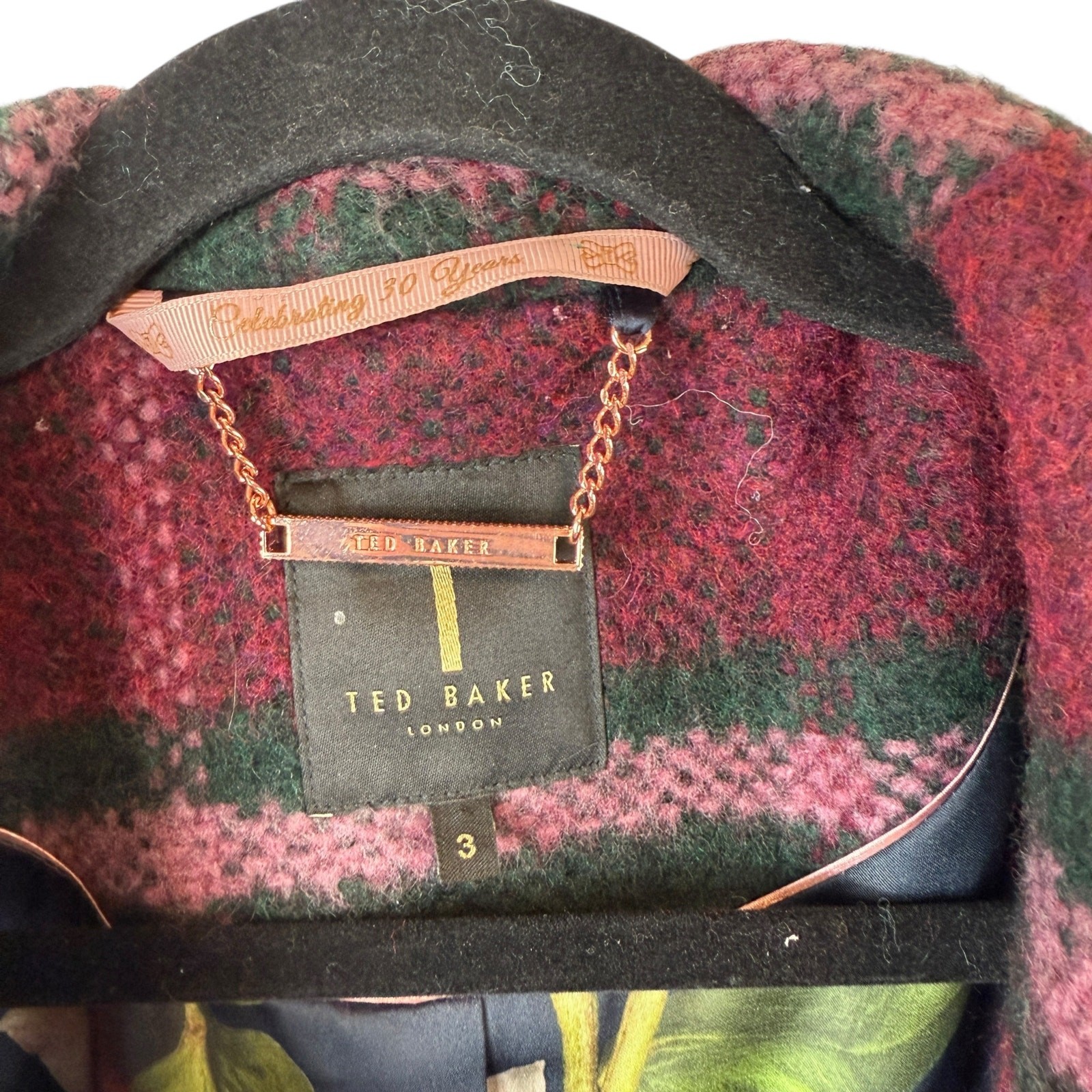 Ted Baker Skaalet Plaid Wool Blend Belted Wrap Coat Winter Elegant Red Green 3 M image 4