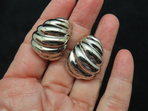 Vintage Silver Tone Napier Shrimp Clip Earrings