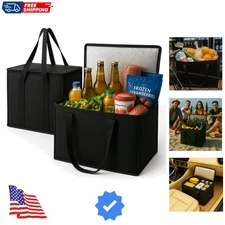 XL-Large Insulated Grocery Bags - 2-Pack with Durable Zippers for Safe Transport