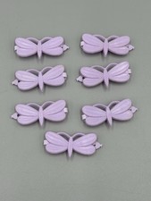 Vintage Snap Barrettes Plastic Butterfly Purple Hair Clips Lot Of 7