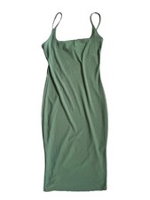 PrettyLittleThing Olive Green Bodycon Midi Slip Dress Size 6 Spaghetti Strap ￼