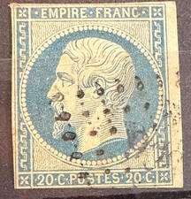 ? France Timbre Classiques Empire N°14A - 20 c bleu ? Nuance bleu laiteux?