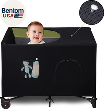 Crib Blackout Cover for Pack N Play - Travel Crib Cover, Breathable Baby Netting