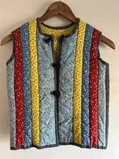 Vtg Handmade Quilted Piecework Aliens UFO Vest Child 7-9Y 100 Cotton Girl Boy