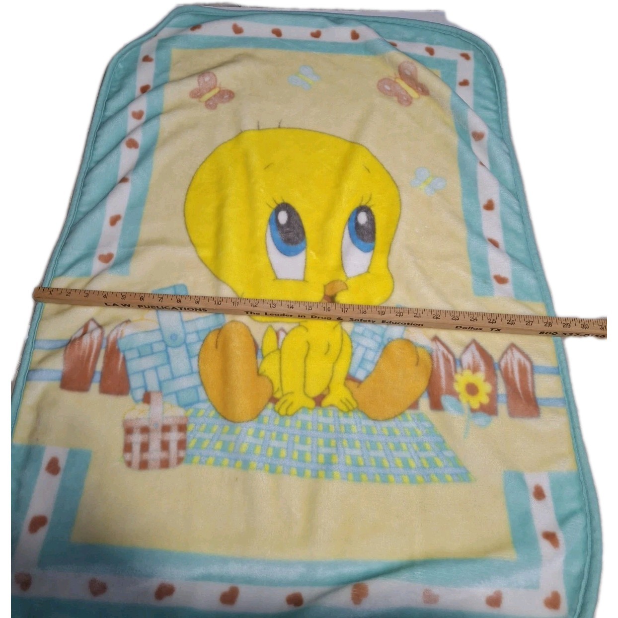 Vintage Baby Looney Tunes Plush Crib Infant Blanket Tweety Bird  2001