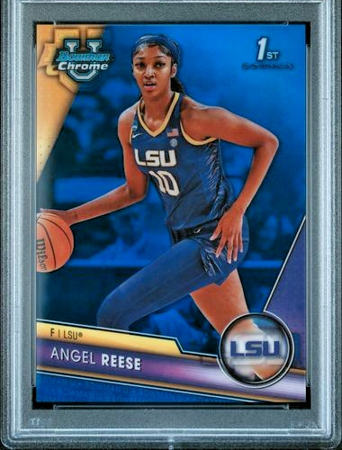 2023 Bowman U Chrome 1st Rookie /199 Blue Refractor #49 Angel Reese RC SP PSA 10 view 3