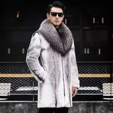 Mens Warm Mink Fur Coat Winter Raccoon Fur Co...