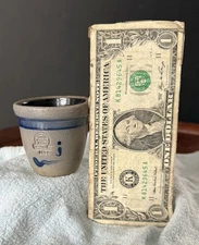 Rowe Pottery Works Mini Salt Glaze Stoneware Crock 1994 2-5/8” OD x 2-3/8” Tall