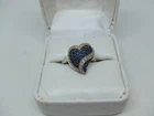 10K white gold blue sapphire & diamond ring size 7