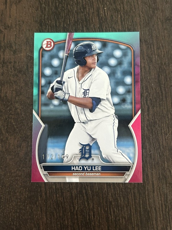 Hao Yu Lee 2023 Bowman Draft #BD-24 Aqua/Pink Gradient /199 Detroit Tigers