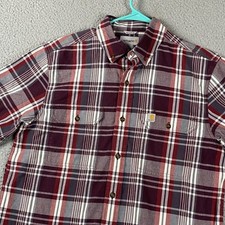 Carhartt Relaxed Fit Button Down Short Sleeve Shirt Men's Medium Plaid Work