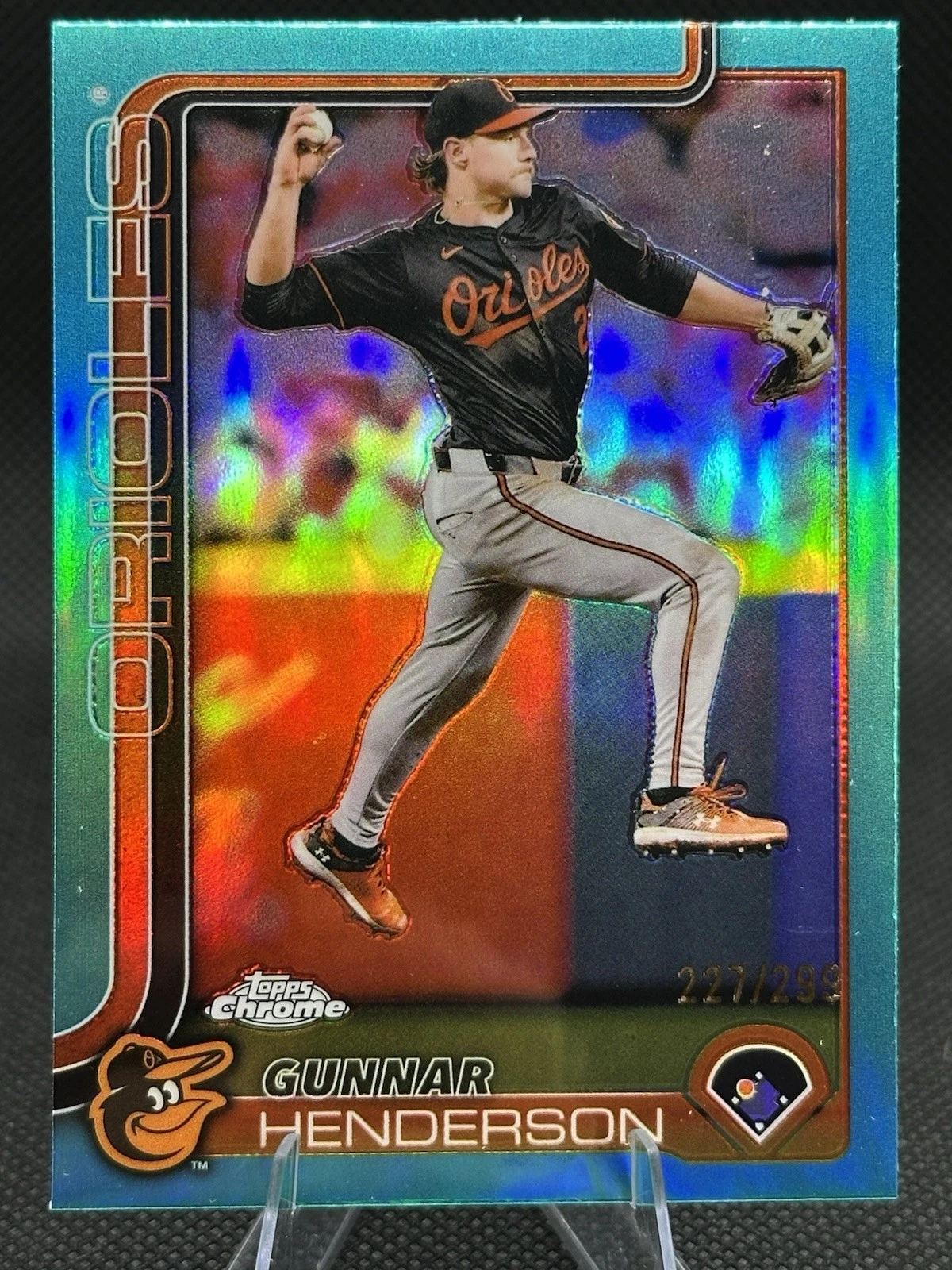 2025 Topps Chrome Gunnar Henderson Teal Refractor #213 /299 Baltimore Orioles