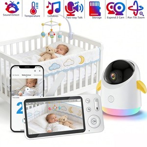 Babyphone mit Kamera 5 Zoll 3000mAh Temperatur App, 2K HD Bild, PTZ 355°/60°