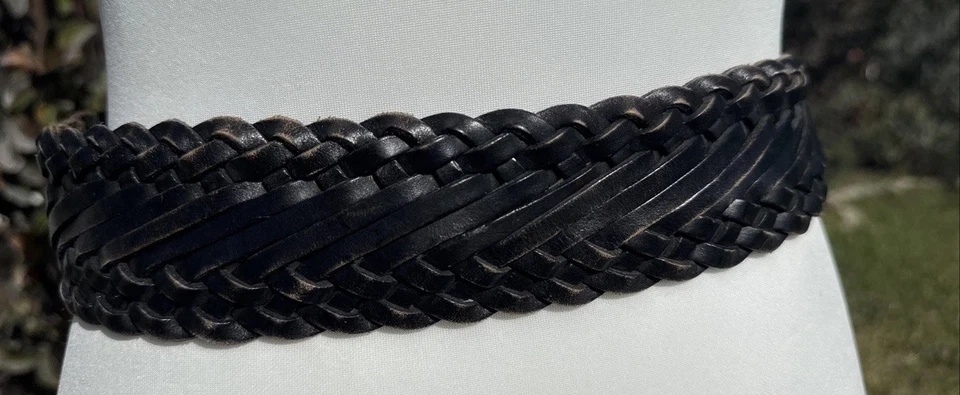 Vintage Brighton Women’s Braided Woven Leather Belt Silver Buckle Western 28”-31 - Image 3 of 4