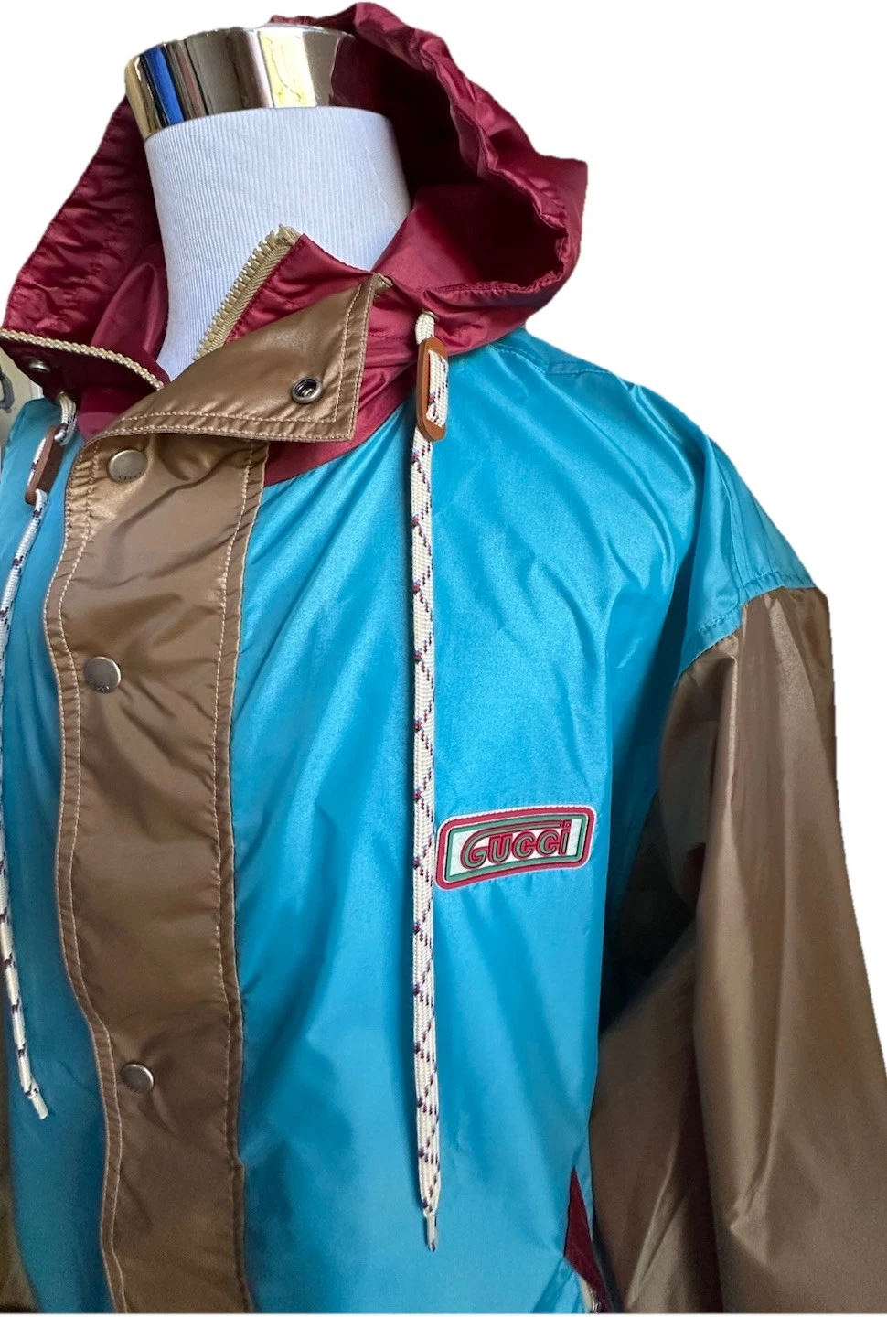 Giacca da uomo Gucci oversize blu rosso mix 42 US 52 EU NUOVA CON ETICHETTE $3450