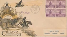 #729 Century of Progress Chicago Linprint cachet First Day cover to Canada