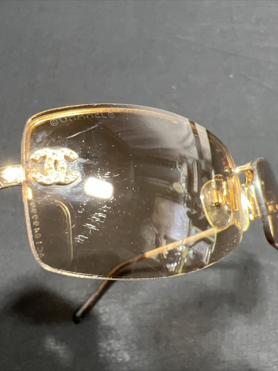 Chanel Vintage 4093-B Orange Rhinestone Rimless Sunglasses C Chanel Vintage 4093-B Orange Rhinestone Rimless Sunglasses C