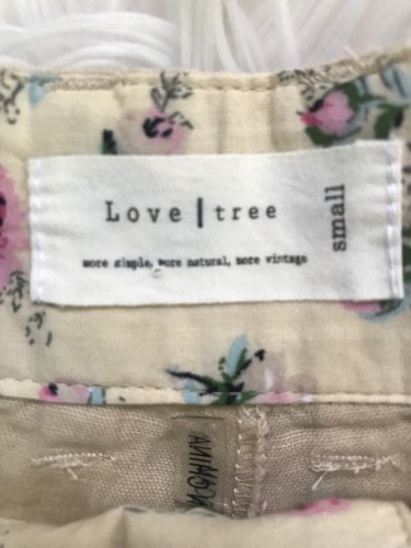Love Tree Women’s LINEN CUFFED Tan Chino Beige TROUSER SHORTS Small - Picture 4 of 6