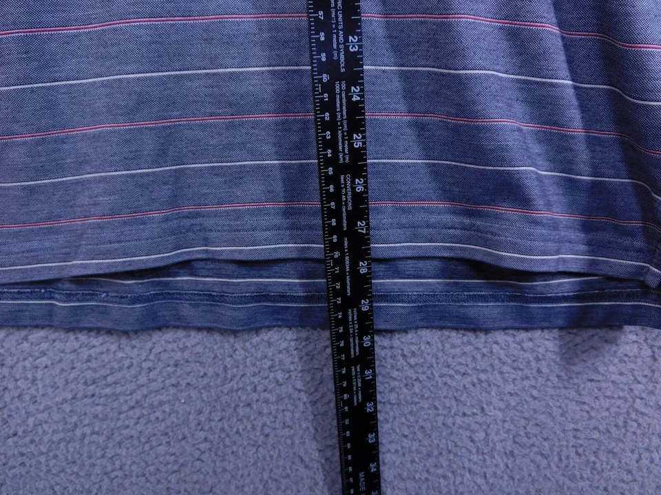 Talbots Mens Performance Polo  Size M Short Sleeve Gray Striped - Image 4 of 4
