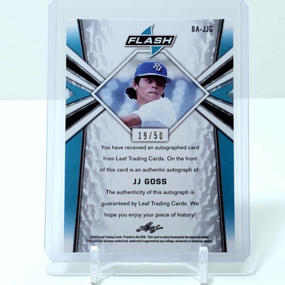 JJ Goss 2019 Leaf Flash On-Card Auto Blue 19/50 BA-JJG Tampa Bay Rays  - Image 2 of 2