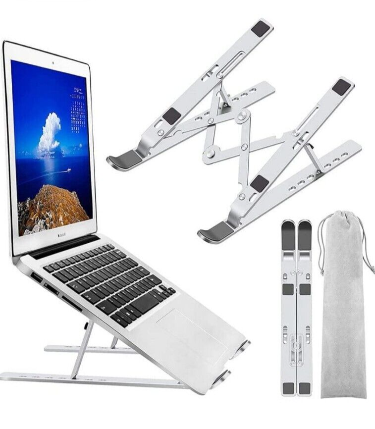 Foldable Aluminum Laptop Stand with Carry Bag for Portability & Ergonomics  