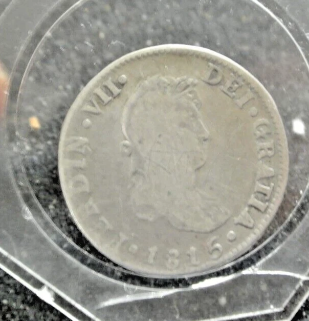 1815 2 Reales VF Ferdinand VII Colonial Spain Silver Coin - Image 3 of 4