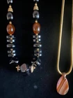Vintage black and gold-tone Trifari Beaded Necklace and Pendant necklace