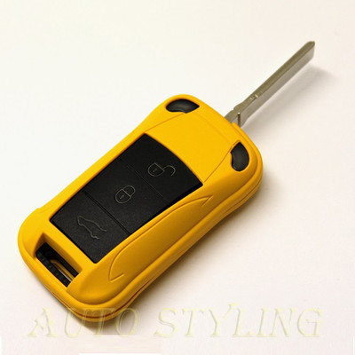 Gelb Schlüsselanhänger Cover Flip Remote Case Gehäuse Gehäuse 2 3 Tasten für Porsche 44