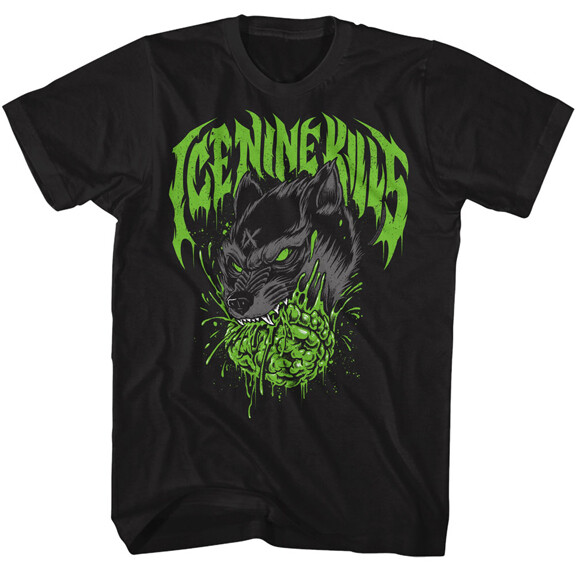 Ice Nine Kills Biohazard Neon Green Brain Wolf Men's T Shirt Metal