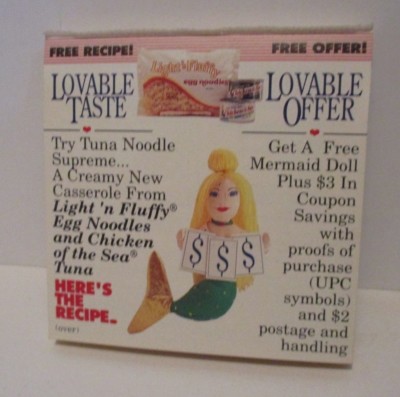 CHICKEN OF THE SEA CANNED TUNA FISH LOVABLE OFFER PAD SUPERMARKET RECIPE 1991
