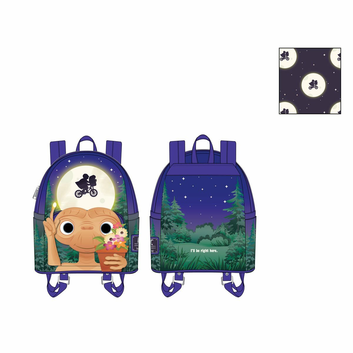 Loungefly E.T. I\'ll Be Right Here Glow in the Dark Mini Backpack Amazon.com | E.T. Glow in the Dark Mini Backpack | Casual  main image 4