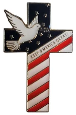 KEEP AMERICA GREAT CROSS WITH DOVE USA FLAG CHRISTIAN LAPEL PIN