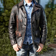 Men s Motorcycle Biker Vintage Distressed Bro...