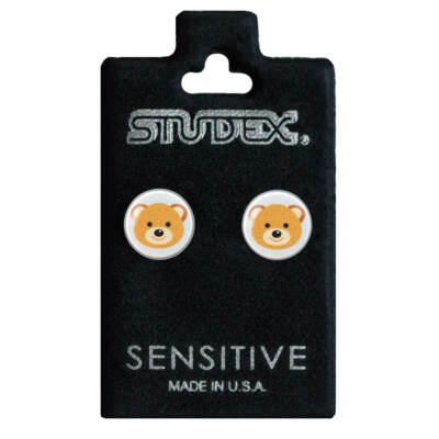 1 Paar Ohrringe Chirurgenstahl Ohrstecker mit Teddybär Studex Sensitive