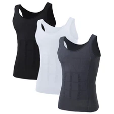 3-Pack Mens Compression Shirt Pack Sleeveless Tank Top Body Shaper Waist Trainer