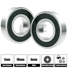 Qty.2 607-2RS Miniature Radial/Deep Groove Bearing 7mm ID x 19mm OD x 6mm W