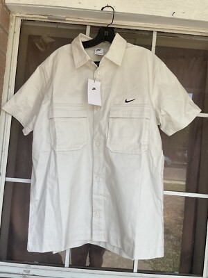 bn3350出品 NWT Men's Nike Woven Military Short Sleeve Button Down Shirt