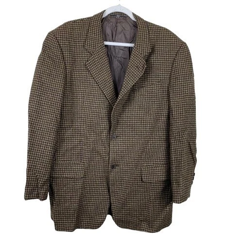 Cappotto sportivo Valentino Uomo 100% pura lana vergine marrone check taglia 40