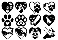 CUTE HEART PAW PRINT VINYL DECAL STICKERS DOG CAT PUPPY KITTEN WINDOW DOOR CAR