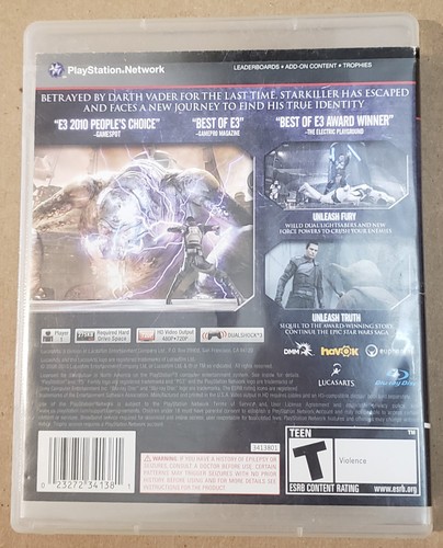Star Wars: The Force Unleashed II (PlayStation 3, 2010) No Manual Tested Working - Picture 3 of 3