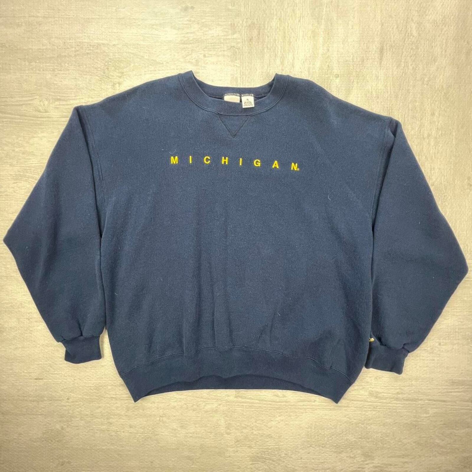 Vintage 90s Michigan Wolverines Sweatshirt Size: XL Blue Yellow NCAA College